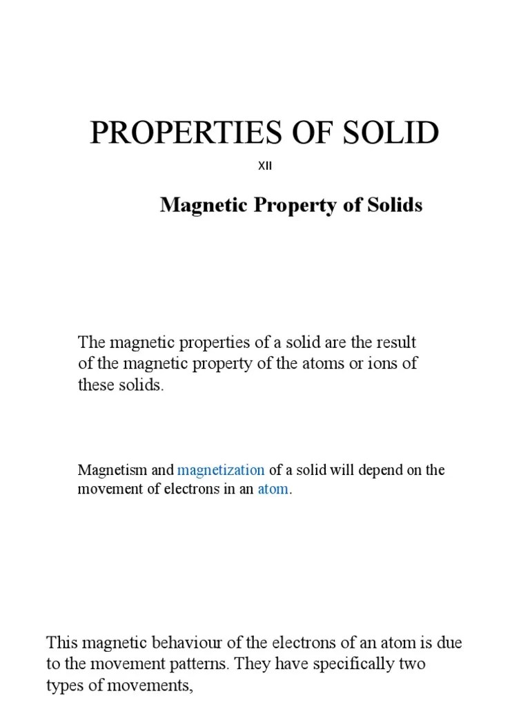 Properties of Solid Property of Solids PDF