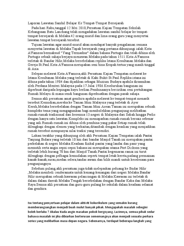 Laporan Lawatan Sambil Belajar Ke Tempat
