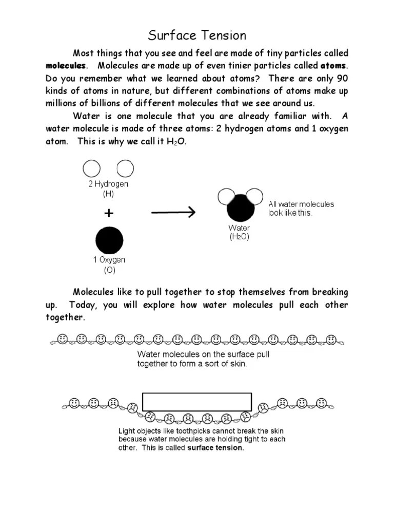 Surface Tension Experiment PDF Surface Tension Molecules
