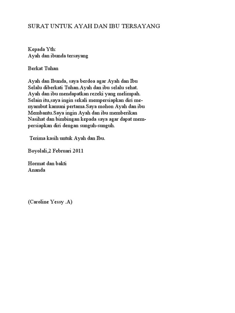 Surat Untuk Ayah Dan Ibu Tersayang | PDF