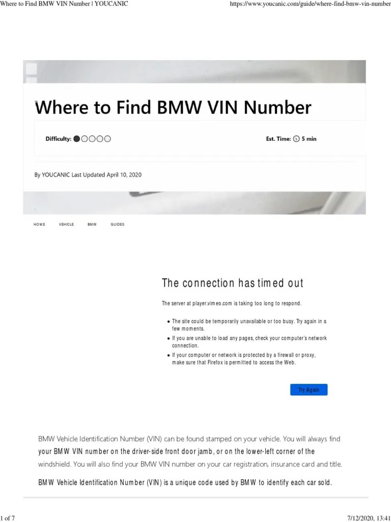 Where To Find BMW VIN Number PDF Wheeled Vehicles Motor Vehicle