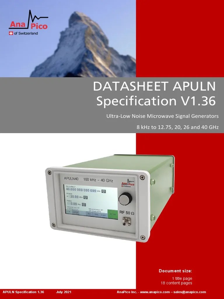 Specifications and Performance Data Sheet for the AnaPico APULN Ultra