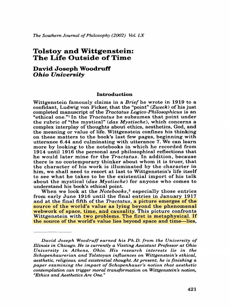 Tolstoi and Wittgenstein Download Free PDF Ludwig Wittgenstein