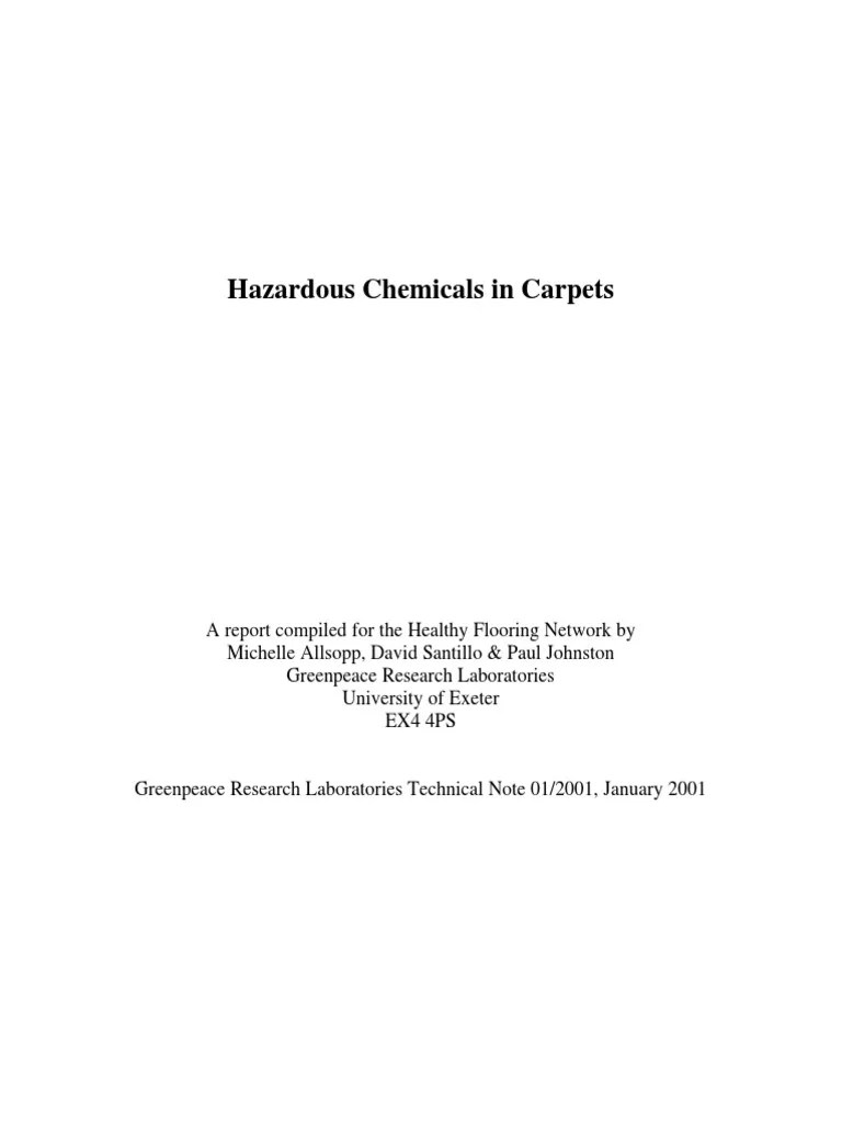 Hazardous Chemicals in Carpets PDF Pesticide Formaldehyde