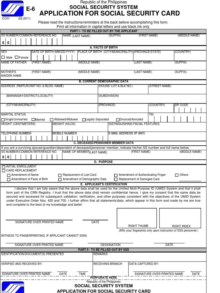 E6 FORM_SSS Identity Document Government Information