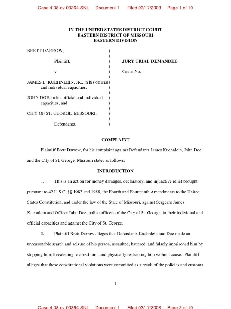 1983 civil right complaint done well by ACLU lawyer Lawsuit Complaint