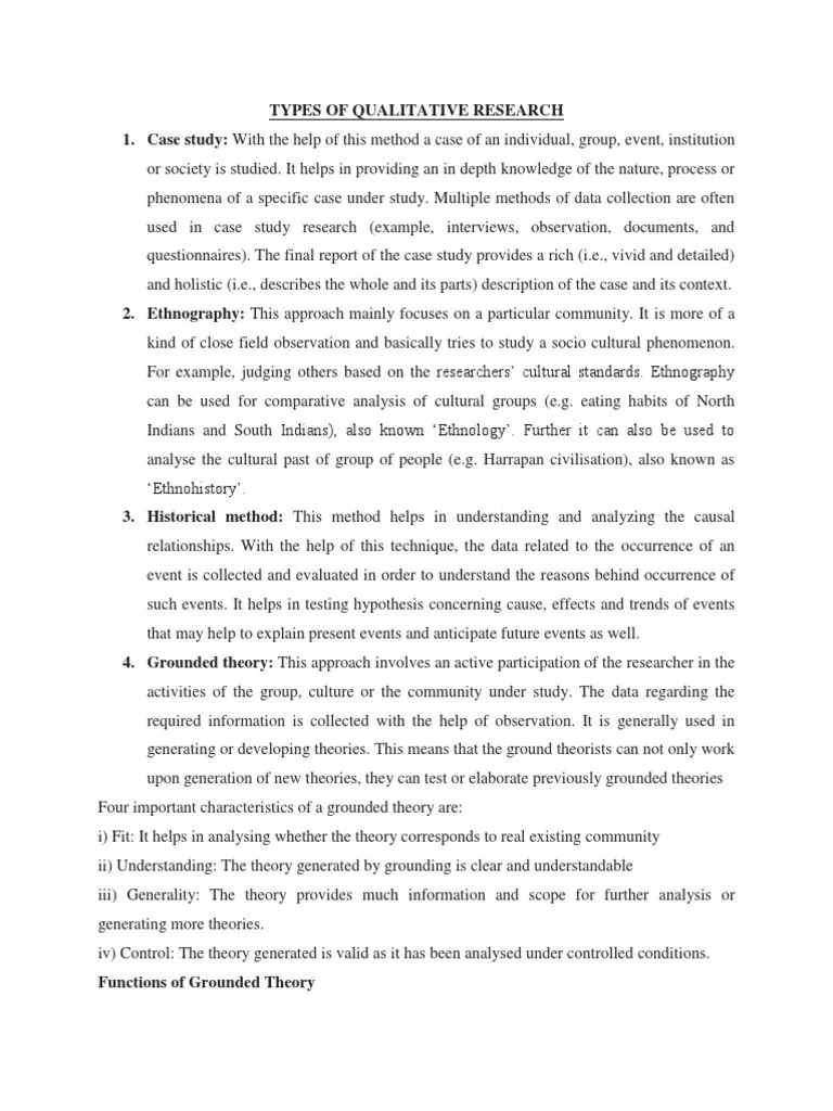 Types of Qualitative Research PDF Case Study Qualitative Research