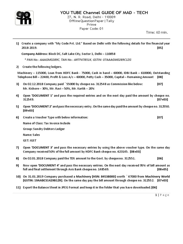 You Tube Channel Guide of Mad Tech PAN No. AAAGM0289C, TAN No