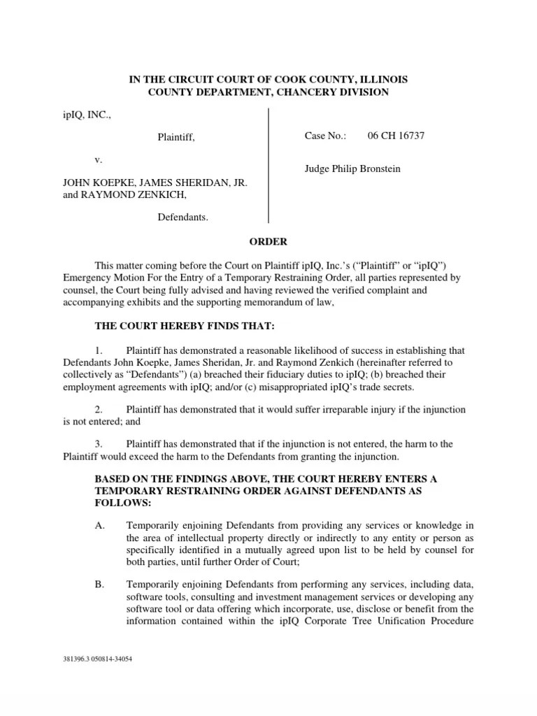 In The Circuit Court Of Cook County, Illinois County Department