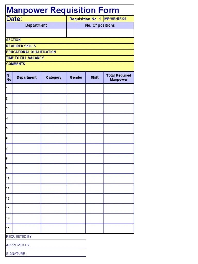 Manpower Requisition Form PDF