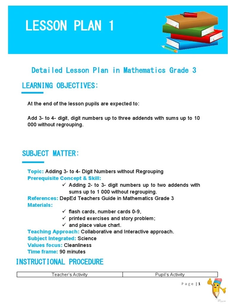 Math Lesson Plan PDF Lesson Plan Teachers