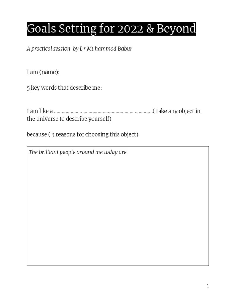 Setting Goals 2022 & Beyond PDF