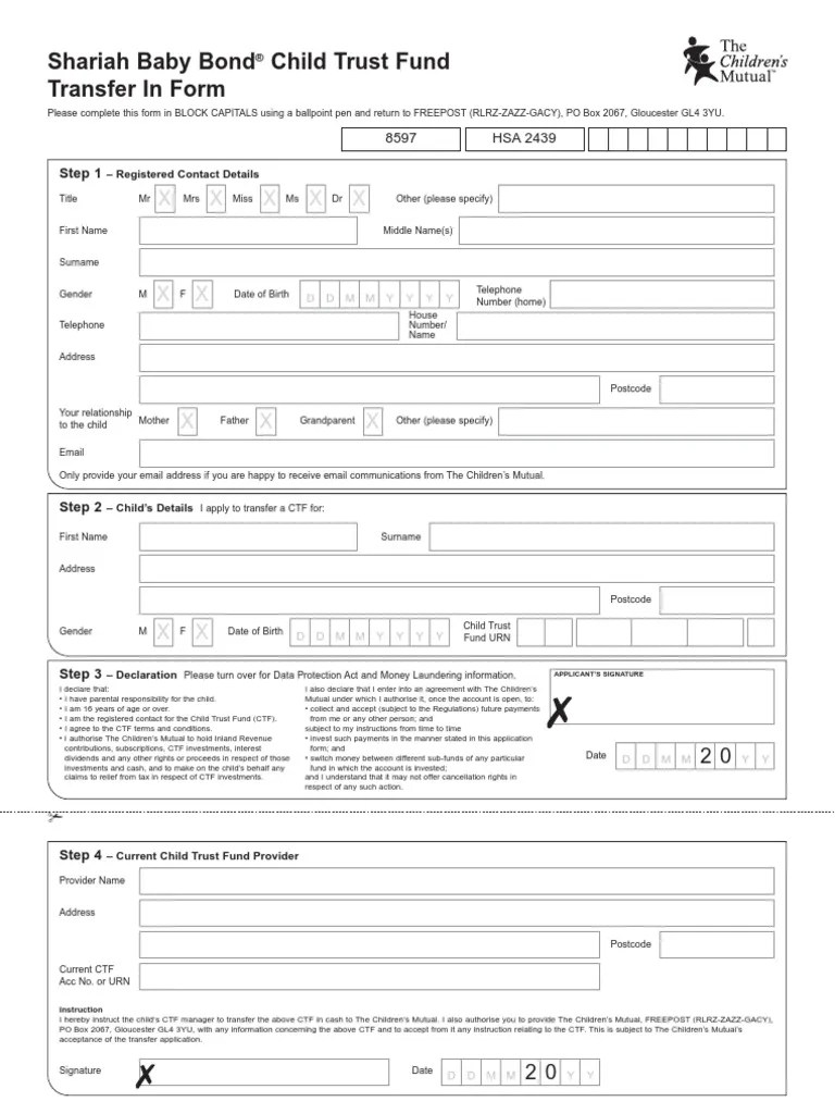 Transfer to Shariah Baby Bond Child Trust Fund
