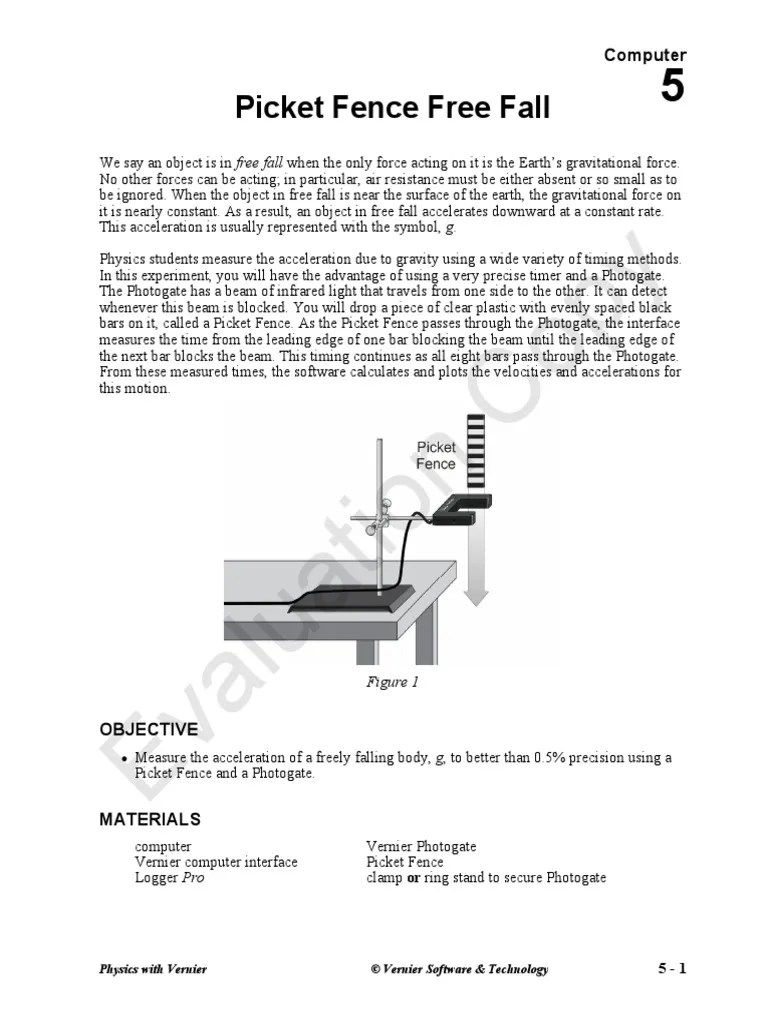 8 Picket Fence Free Fall Lab Vernier Neil 2018 PDF