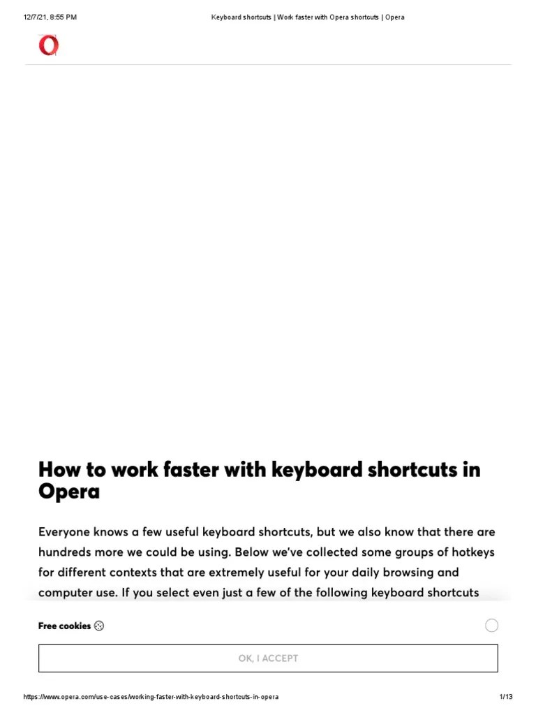 Keyboard Shortcuts Work Faster With Opera Shortcuts Opera PDF Keyboard Shortcut