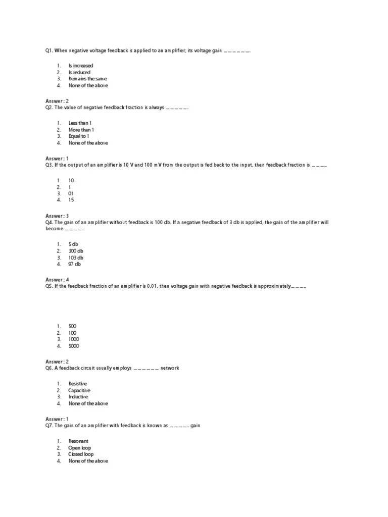 Amplifiers With Negative Feedback Download Free PDF Amplifier