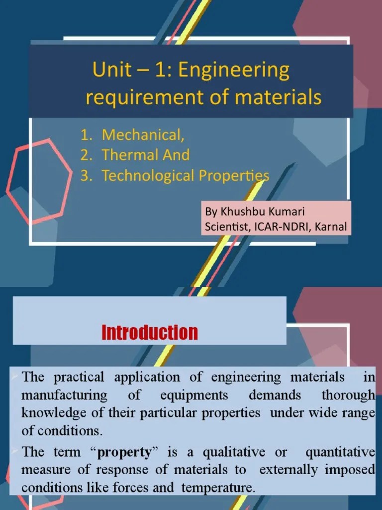 Lecture 1 Properties of Material PDF Deformation (Engineering