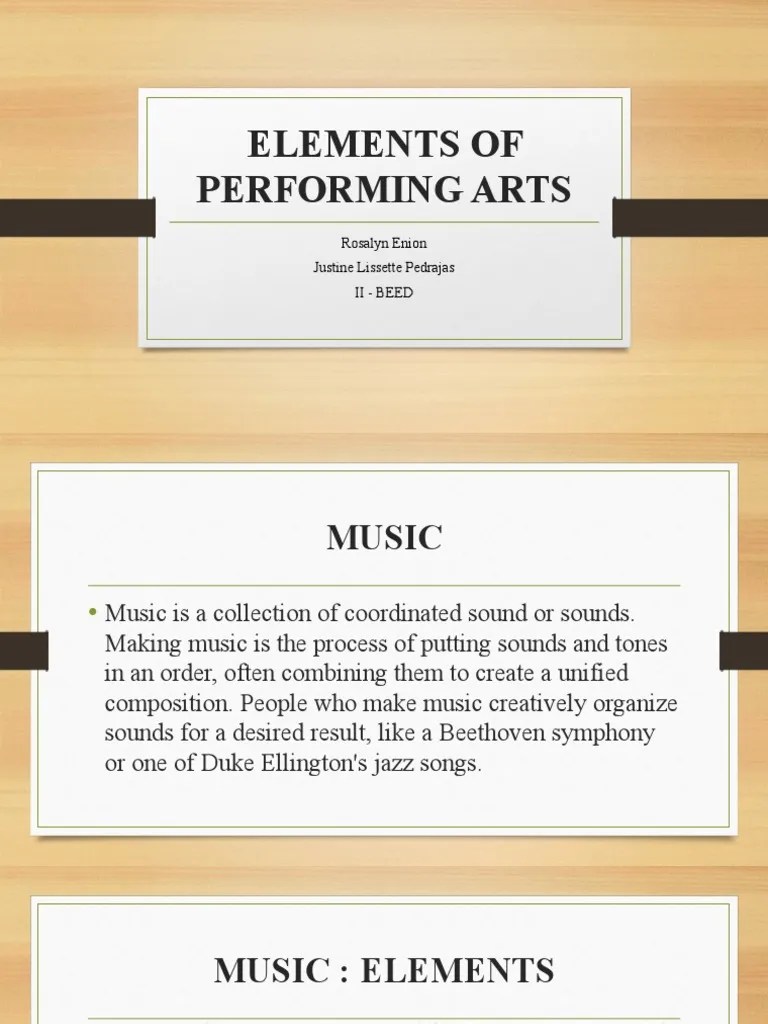 Elements of Performing Arts PDF Theatre Dances