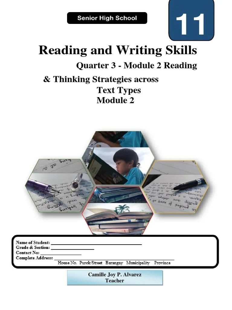 Reading and Writing Skills Quarter 3 Module 2 Reading & Thinking
