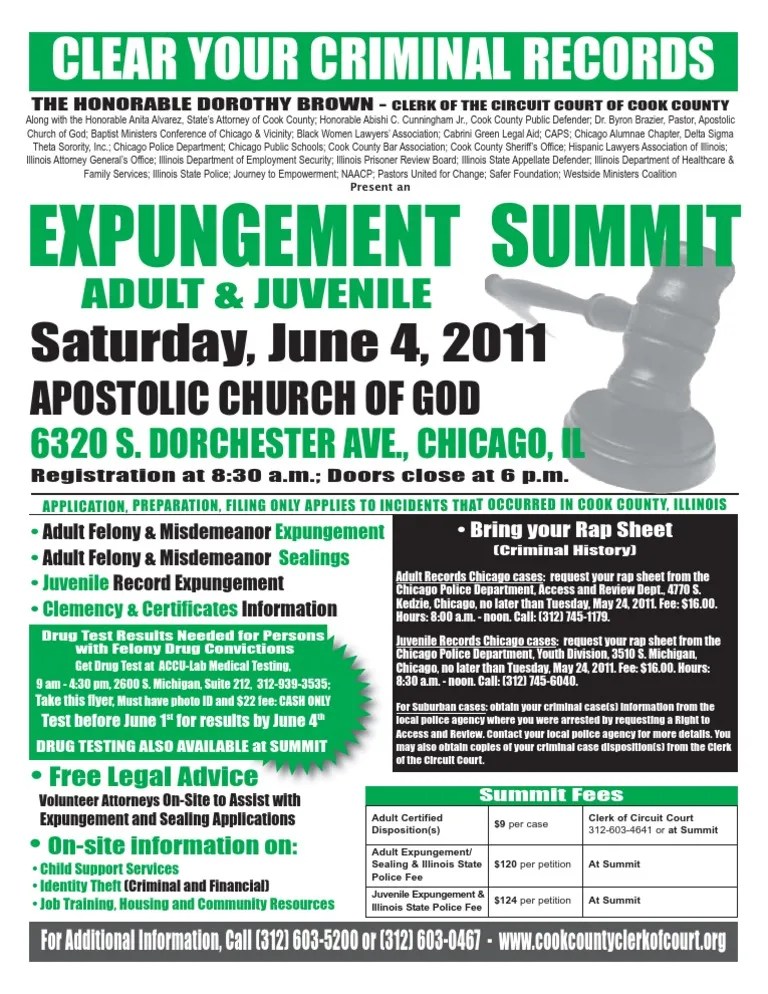 2011 Expungement Summit Flyer Justice Crime & Justice Free 30day