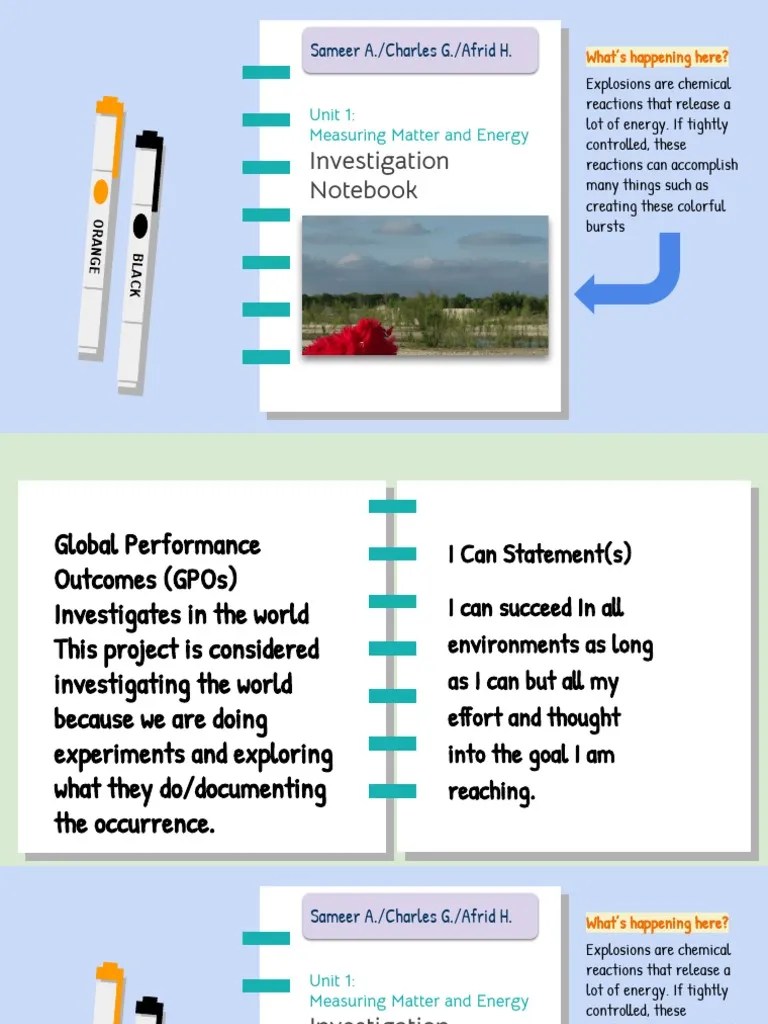 Unit 1 Measuring Matter and Energy Investigation Notebook | PDF