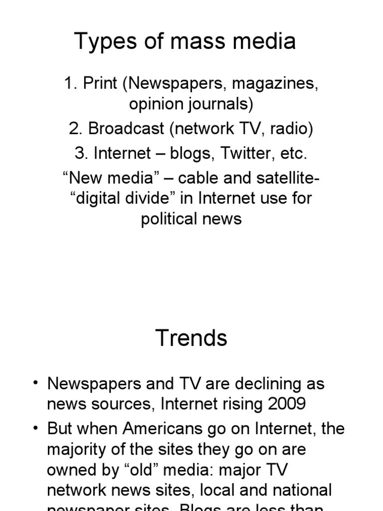 Types of Mass Media PDF