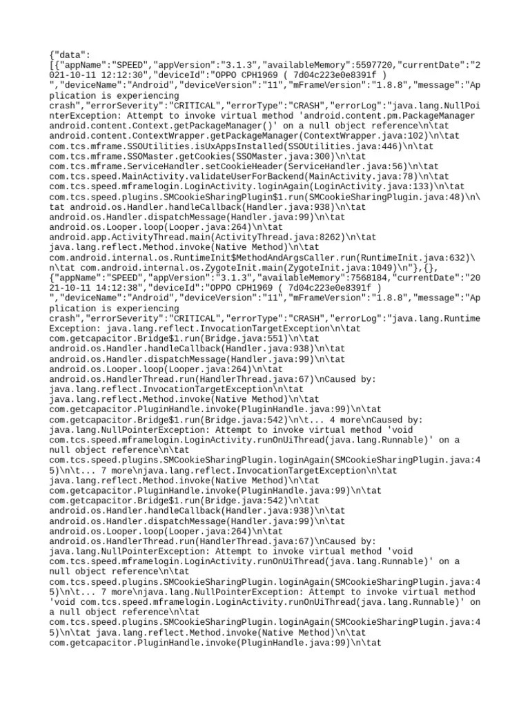 Analysis of App Crashes Due to Null Pointer Exceptions and