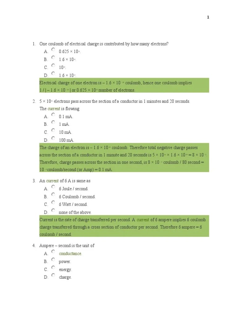 Electrical Objective Questions PDF