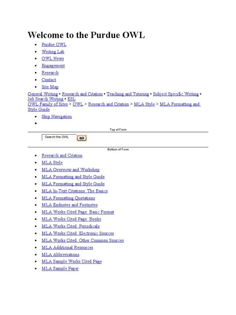 The mla also has a website called the mla style center that allows you to order the handbook online. Purdue OWL MLA Format | Citation | Written Communication
