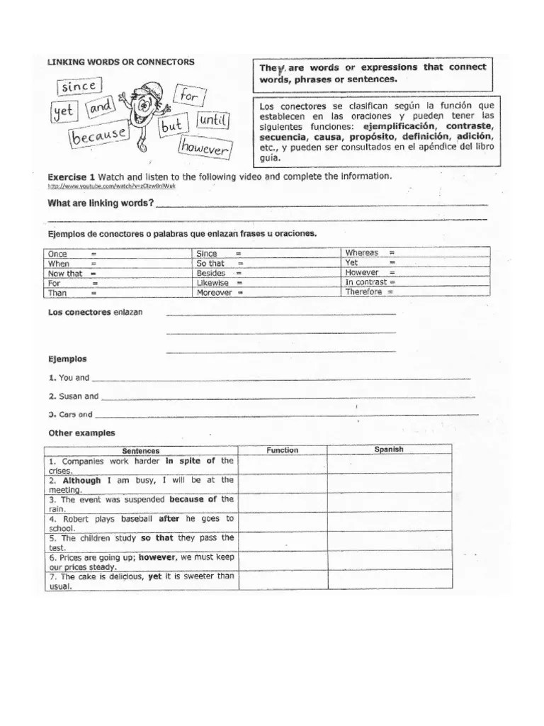 Connectors exercise PDF