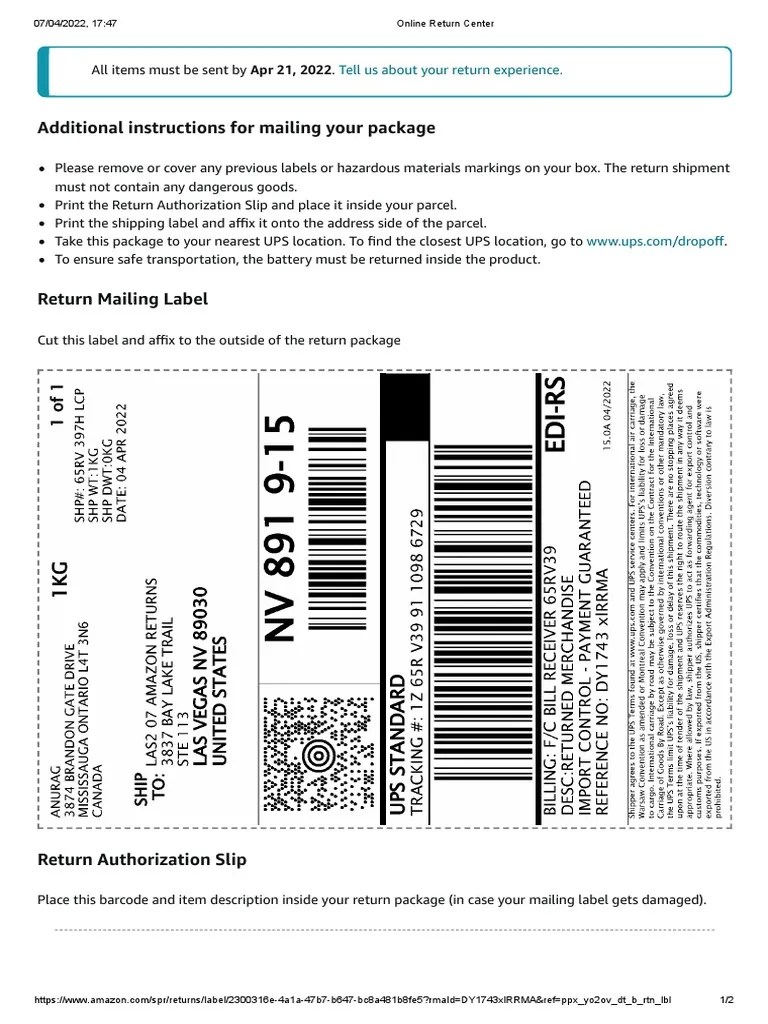Online Return Center PDF