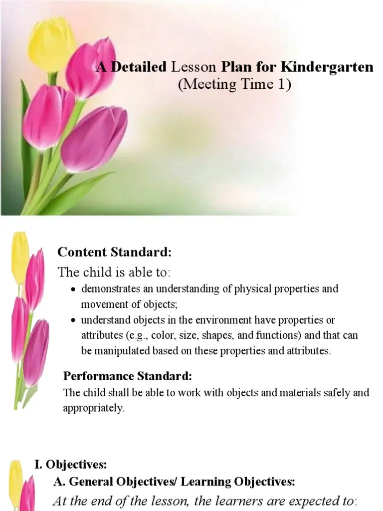 Lesson Plan For Kindergarten COT PDF