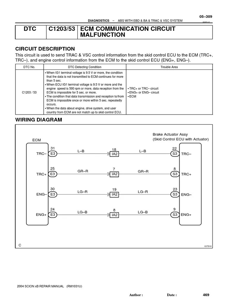 DTC C1203/53 Ecm Communication Circuit Malfunction PDF Equipment