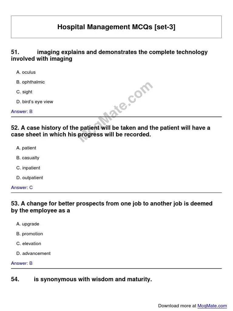HospitalManagement Solved MCQs (Set3) PDF Sterilization