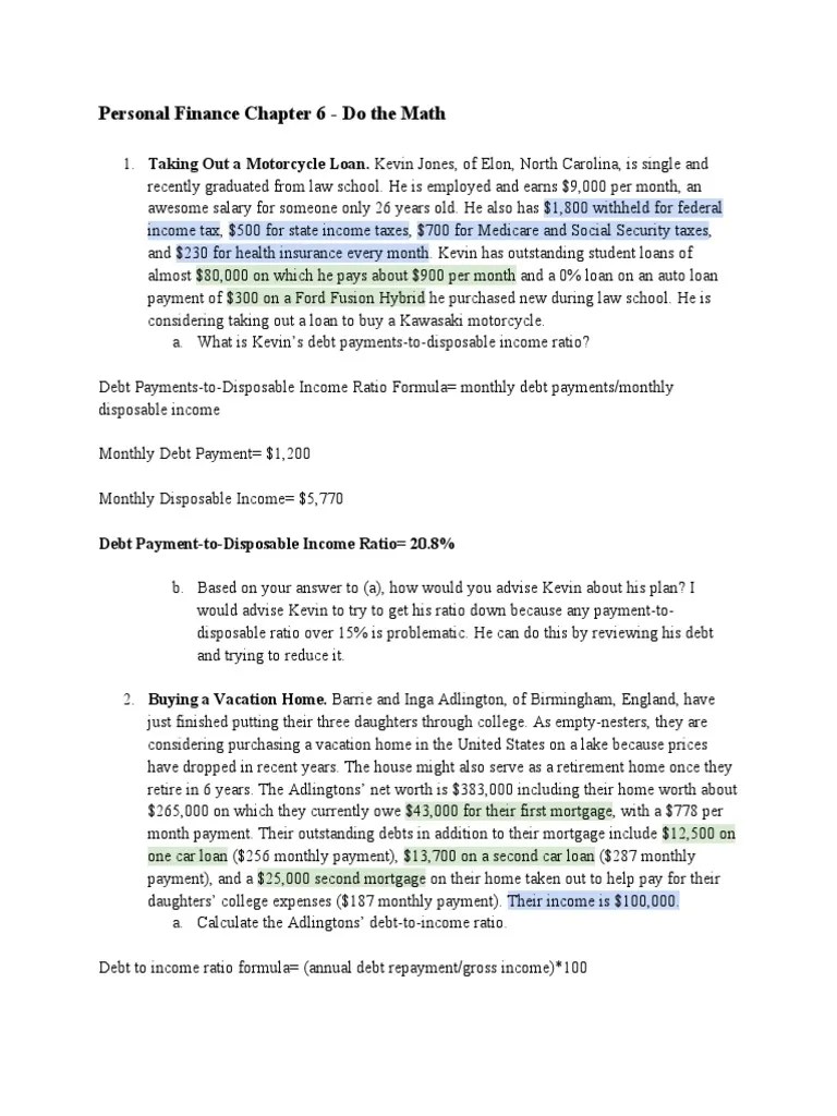 Personal Finance Chapter 6 - Do The Math | PDF | Debt | Loans