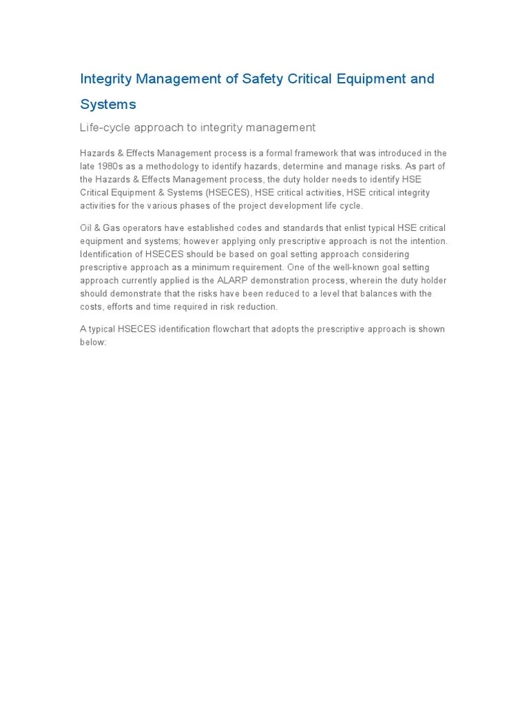 Integrity Management of Safety Critical Equipment and Systems PDF