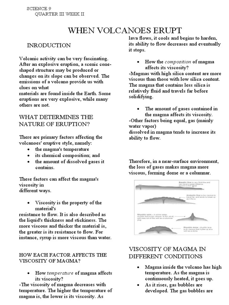What Happens When Volcanoes Erupt PDF Magma Volcano