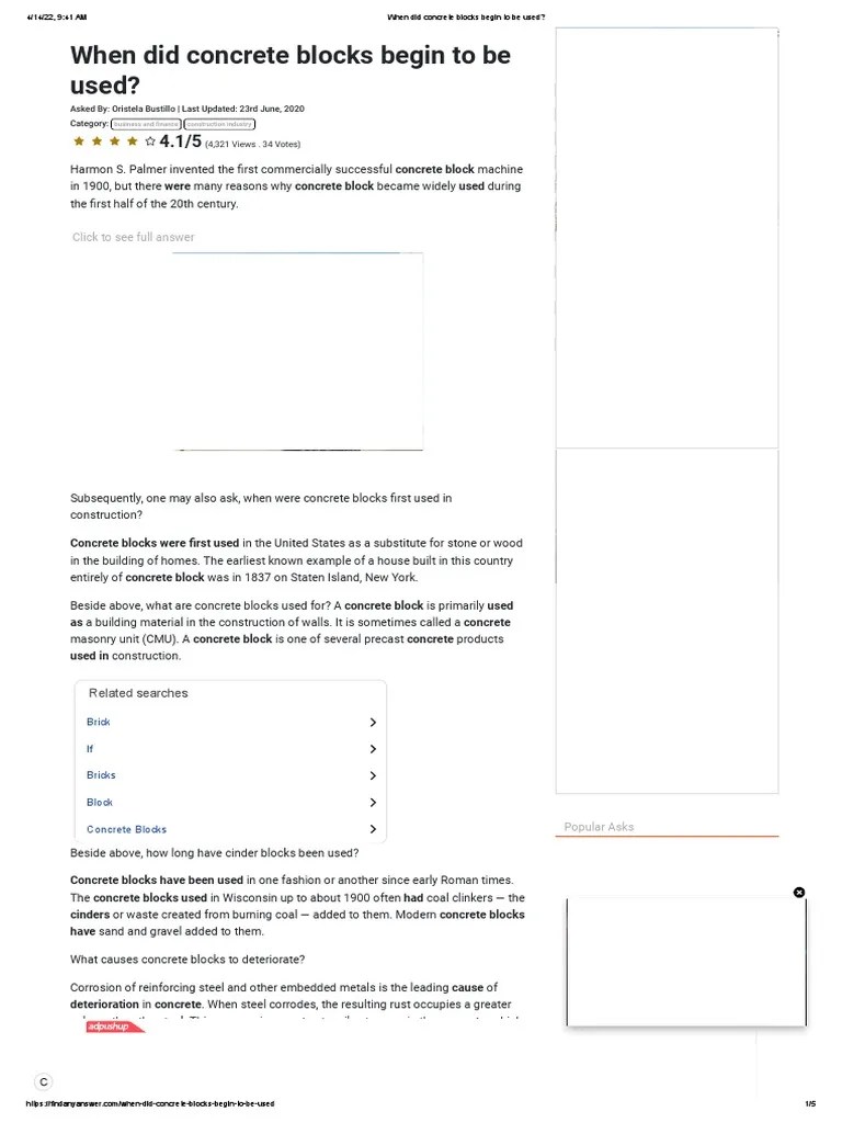 When Did Concrete Blocks Begin To Be Used PDF Concrete Cement