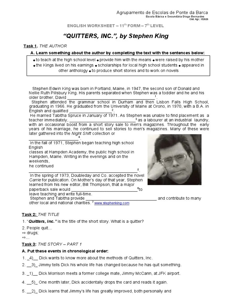 "QUITTERS, INC.", by Stephen King PDF