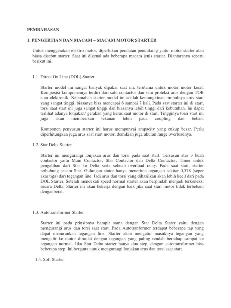 Motor Starter Jenis &amp; Fungsinya | PDF