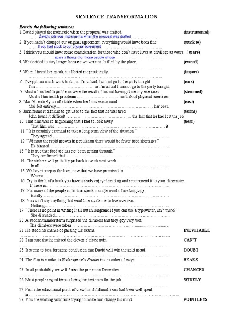 Sentence Transformation (Instrumental) (Stuck To) PDF