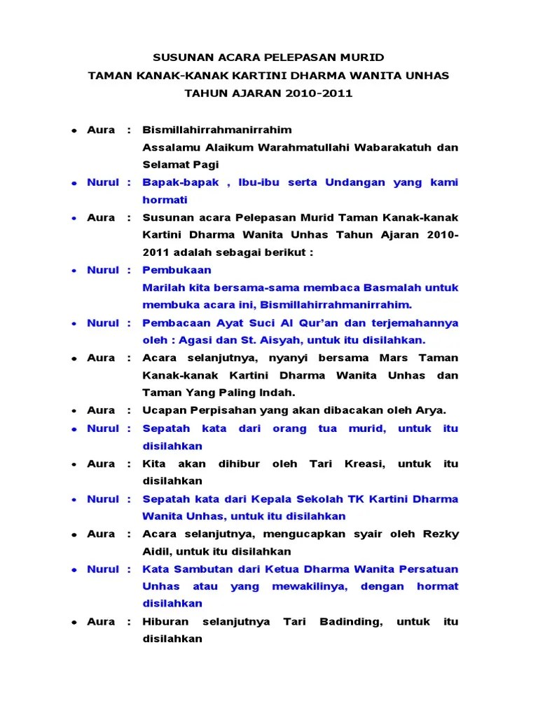 Susunan Acara Pelepasan Murid | PDF