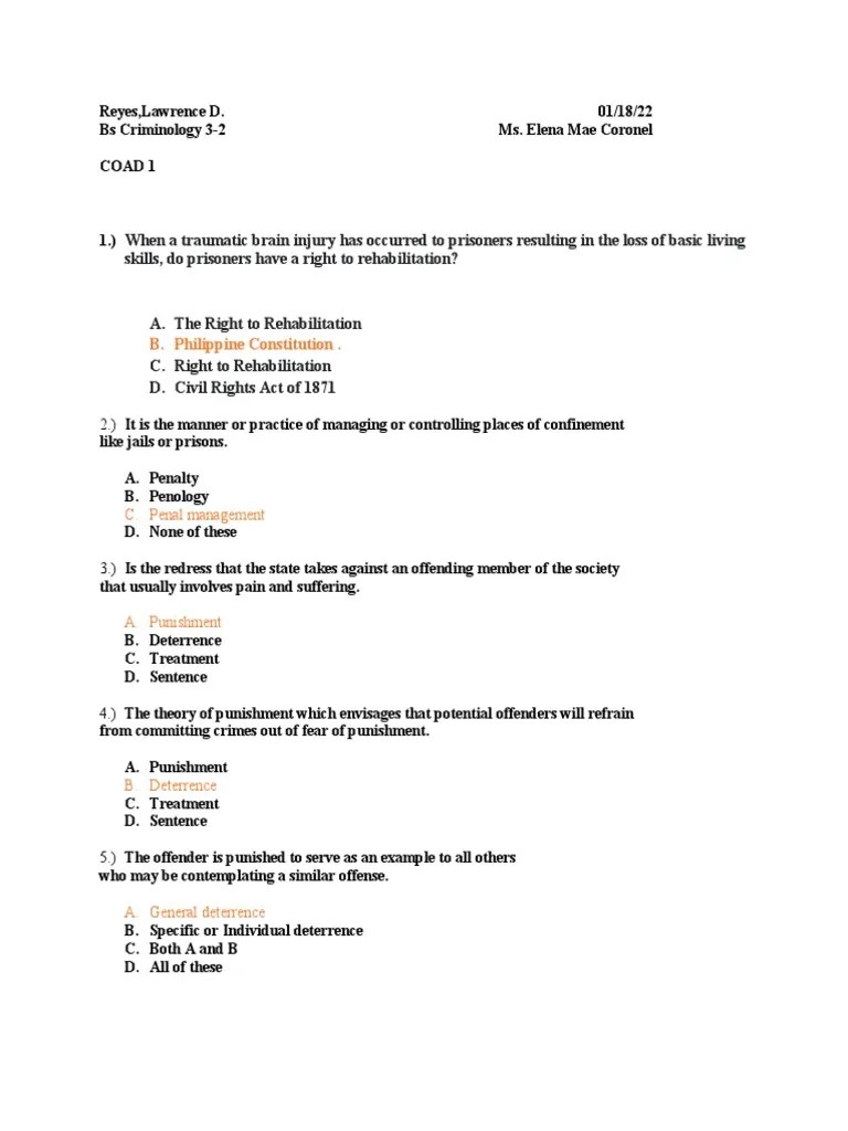 When A Traumatic Brain Injury Has Occurred To Prisoners Resulting in