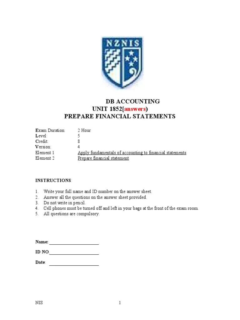 DB Accounting Answers 1852 | PDF | Balance Sheet | Expense