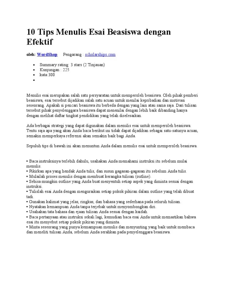 Contoh Esai Motivasi Simak Gambar Berikut