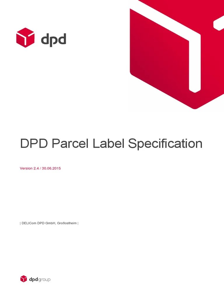 DPD Parcel Label Specification 2.4 en PDF Barcode Computer Data