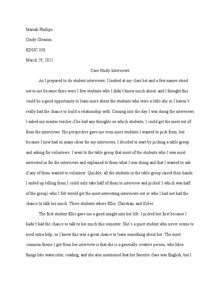 Case Study Interviews PDF Experience Teachers