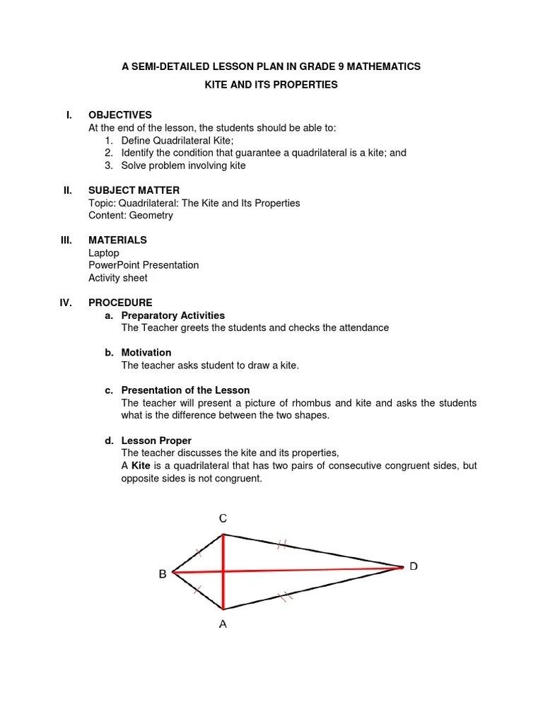 Exploring the Properties of Kites Diagonals, Angles, and Area PDF