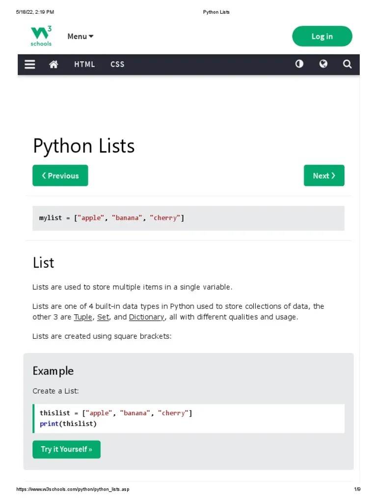 Python Lists PDF Data Type Boolean Data Type