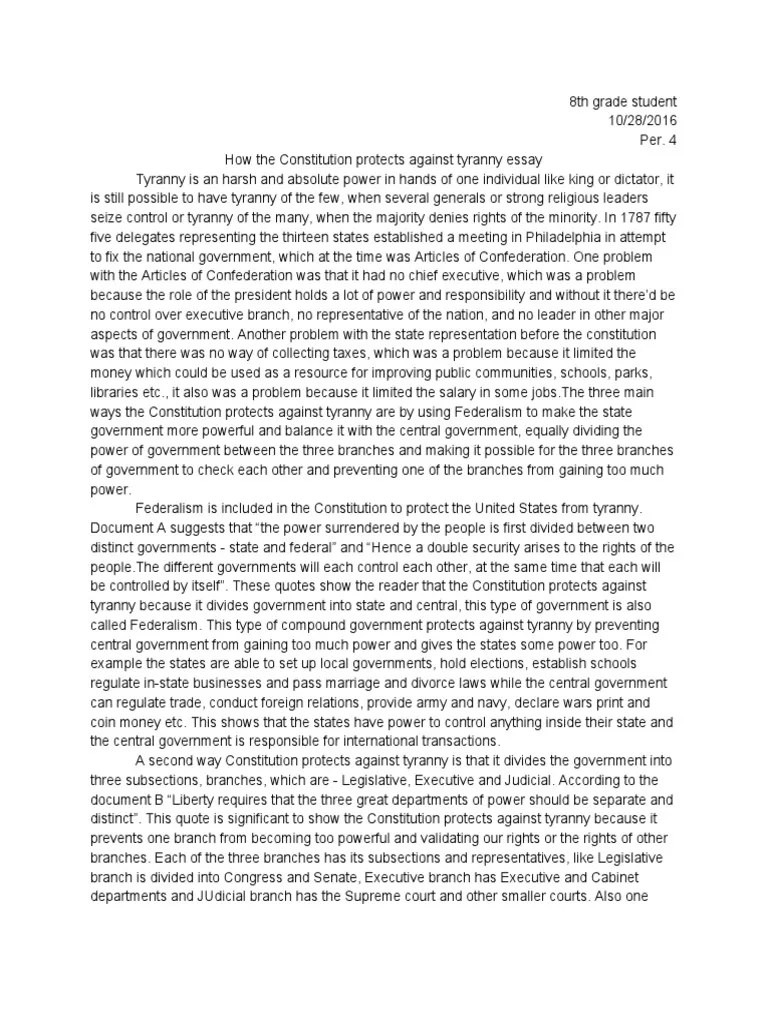 How The Constitution Protects Against Tyranny PDF Separation Of